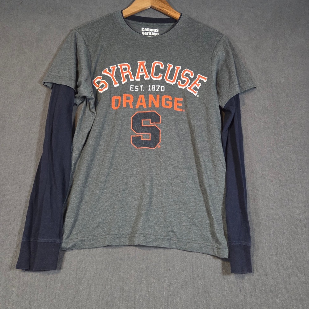 Campus Heritage Syracuse Orange Shirt Mens M Gray Layered Long Sleeve Tee